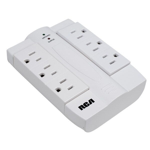 Main product image for RCA PSWTS6FV 6-Outlet Wall Tap Surge Protector White 125-450